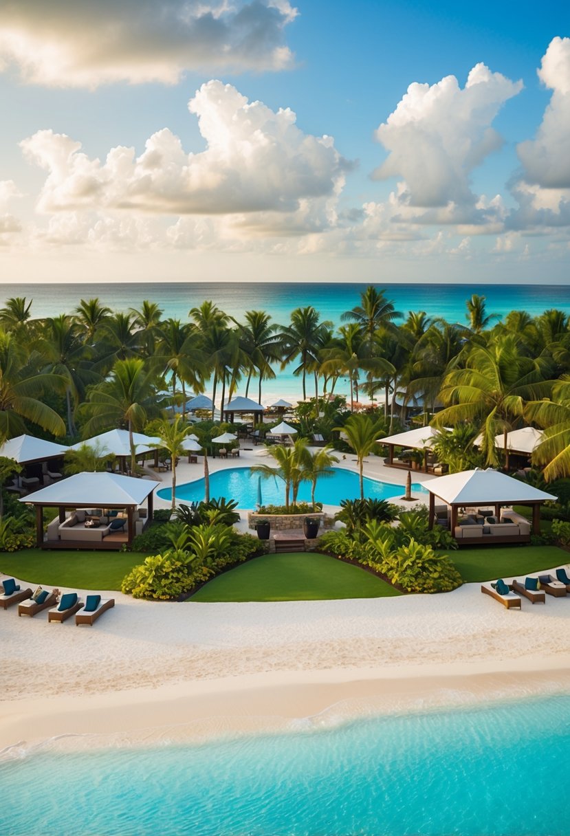 A luxurious resort in Jamaica with palm-lined beaches, crystal-clear waters, and lush tropical gardens. Outdoor pools, cabanas, and a beach bar complete the all-inclusive experience