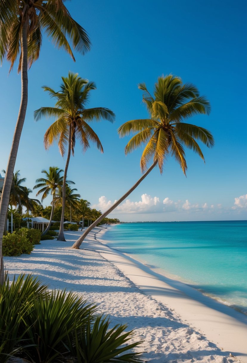 The Reach Key West: a luxurious resort nestled on the shores of Key West, with palm trees swaying in the breeze and a pristine beach stretching out into the clear blue waters of the Gulf of Mexico