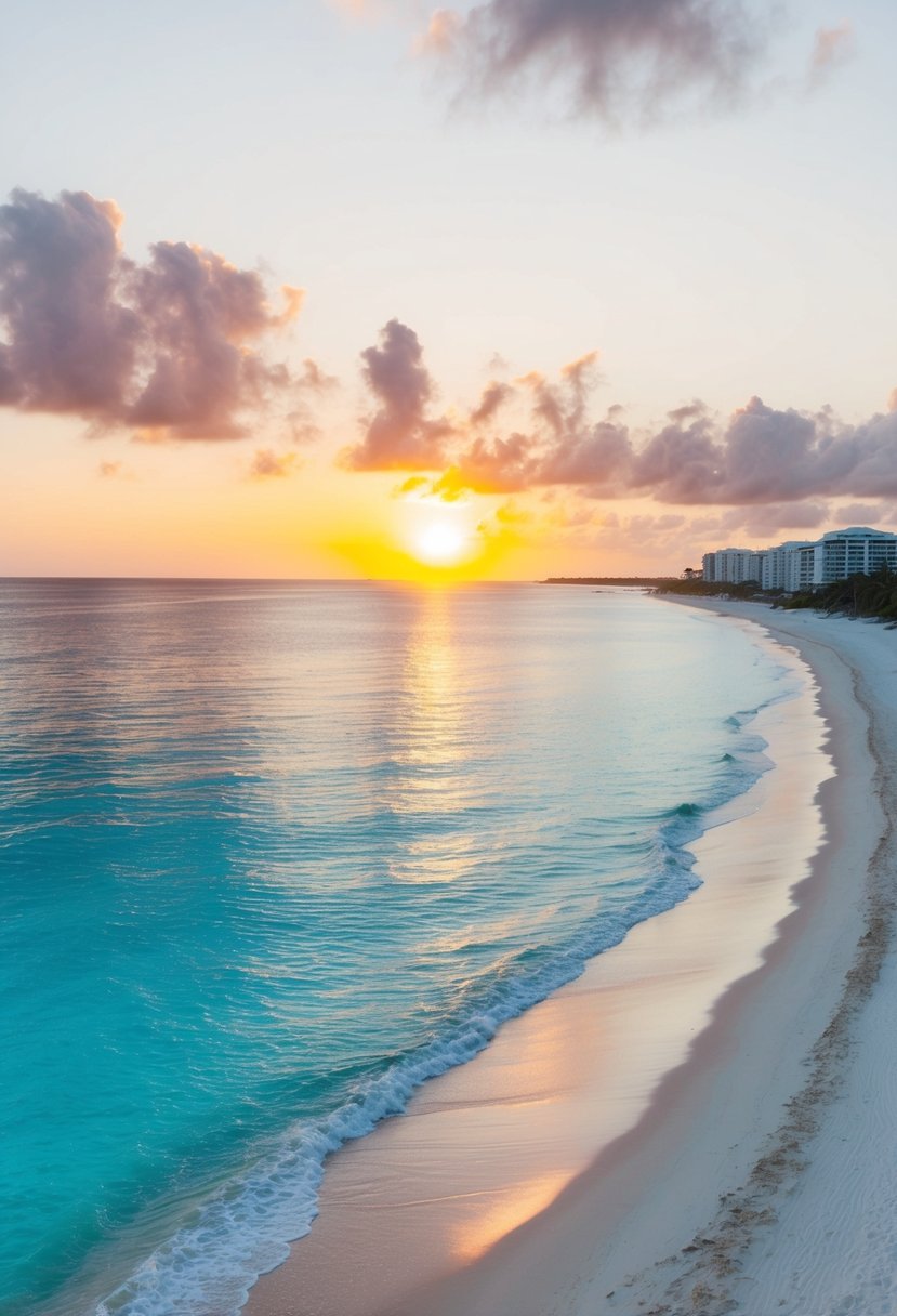 The sun sets over the pristine white sand and turquoise waters of the 5 best beaches in Rosemary Beach, creating a picturesque and serene coastal scene