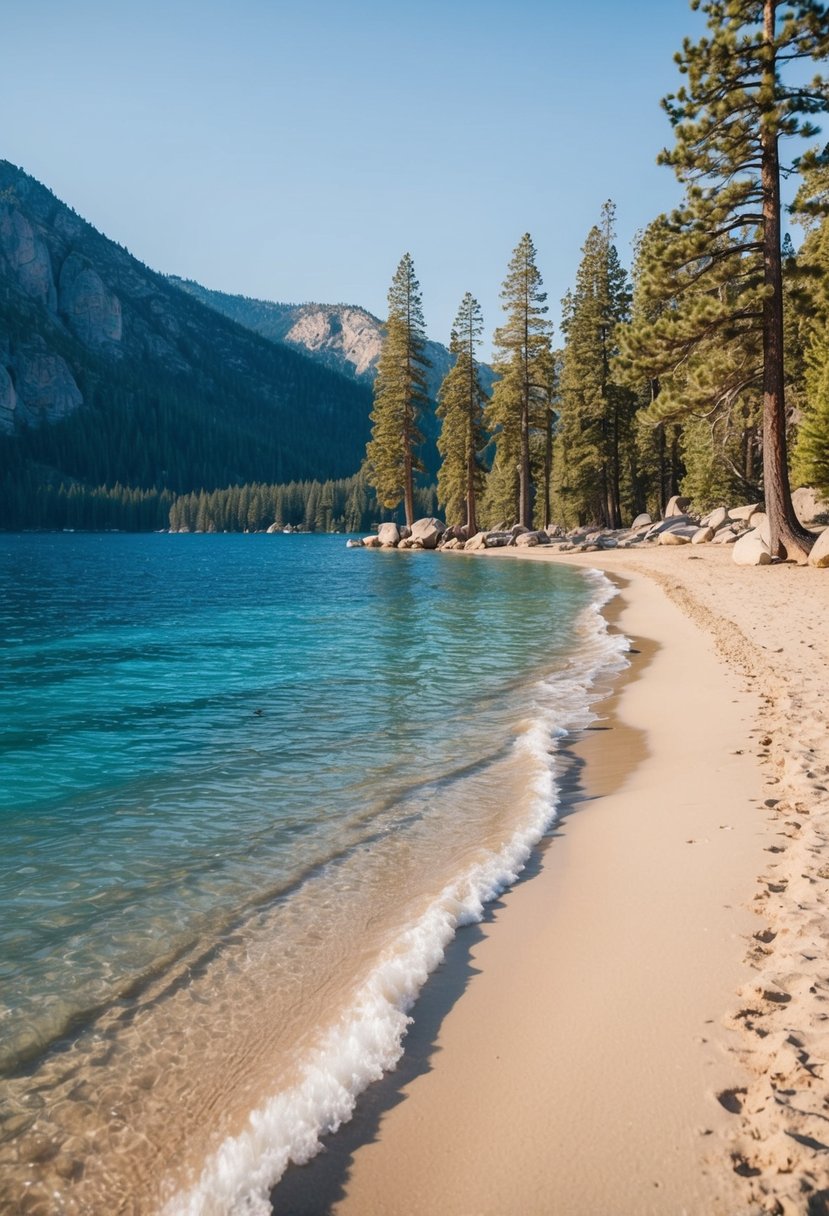 The crystal-clear waters of Lake Tahoe lap gently against the sandy shores of the 5 best beaches, nestled among the towering pine trees and majestic mountains of the unique ecosystem