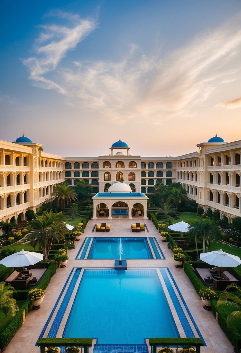 A luxurious resort nestled in the heart of Ramoji Film City, featuring lush gardens, sparkling pools, and elegant architecture