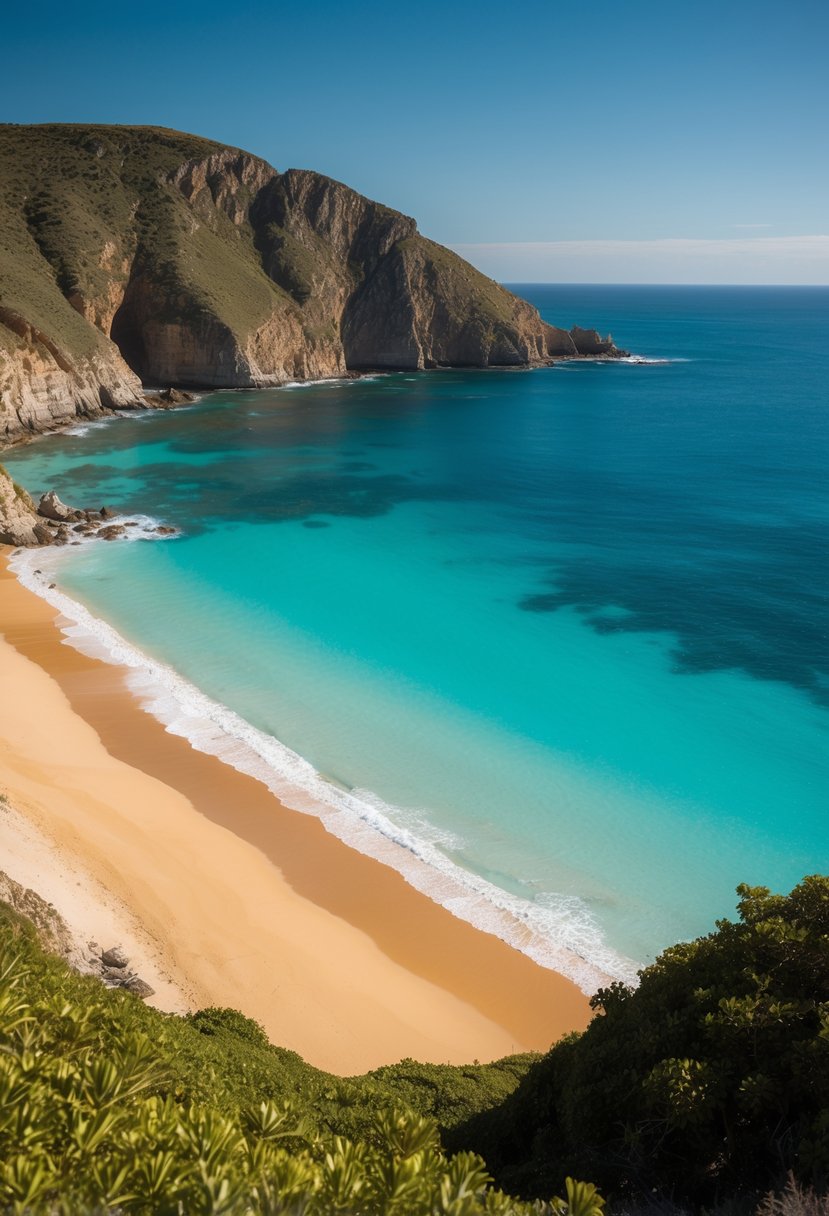 The clear turquoise waters of St. Paul's Bay lap gently against the golden sandy beaches, framed by rugged cliffs and lush greenery