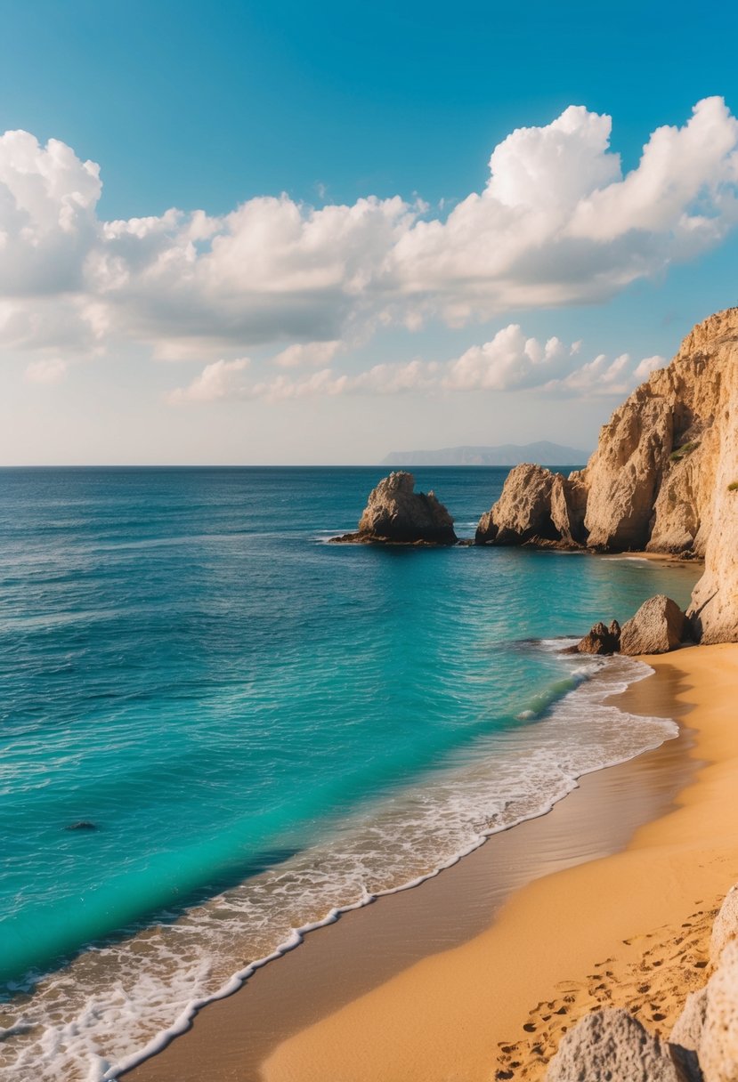 Turquoise waters lap against golden sand at Isola Bella, one of Sicily's top 5 beaches. Rocky cliffs frame the idyllic setting