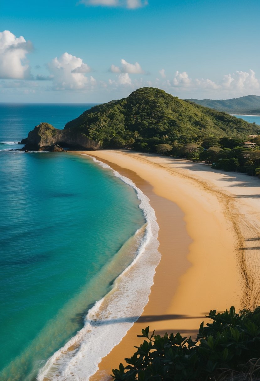 The crystal-clear waters of Playa Conchal lap against the shore, surrounded by lush greenery and golden sands, making it one of the top 5 beaches in Costa Rica